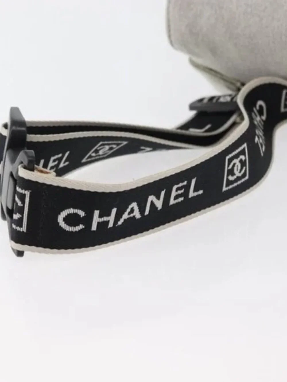 CHANEL Sports Line Waist bag Cotton Gray Silver CC Auth BA12396A